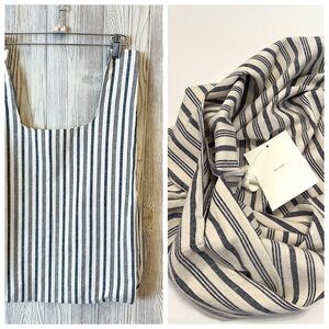 NEW! OAK + FORT LINEN Blend Tote Market Bag Sustainable Reusable Striped NWT